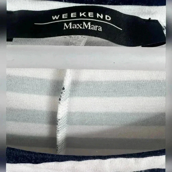 MAX MARA WEEKEND Oversized T-Shirt Dress Blue Striped Short Sleeve Midi M $485 - Picture 4 of 5
